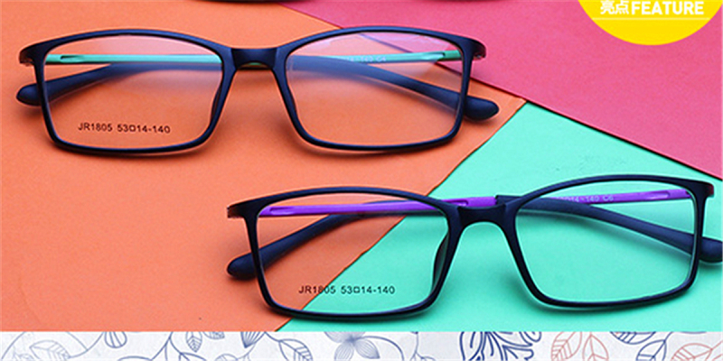 Flexible color thin plastic glasses, purple temple