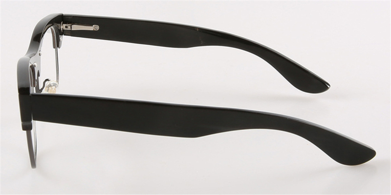  Buffalo Horn Glasses-Browline Clubmaster-Wide Temple Design-Black With  White Stripes