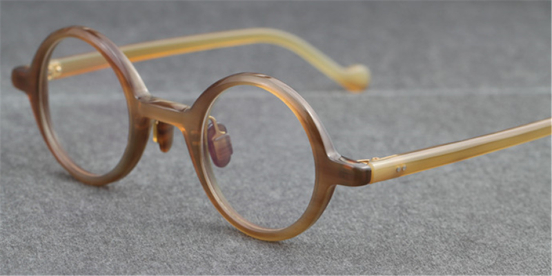  Round Buffalo Horn Glasses -Natural Horn Glasses  - 100% Genuine Horn - Hand Carved-Brown