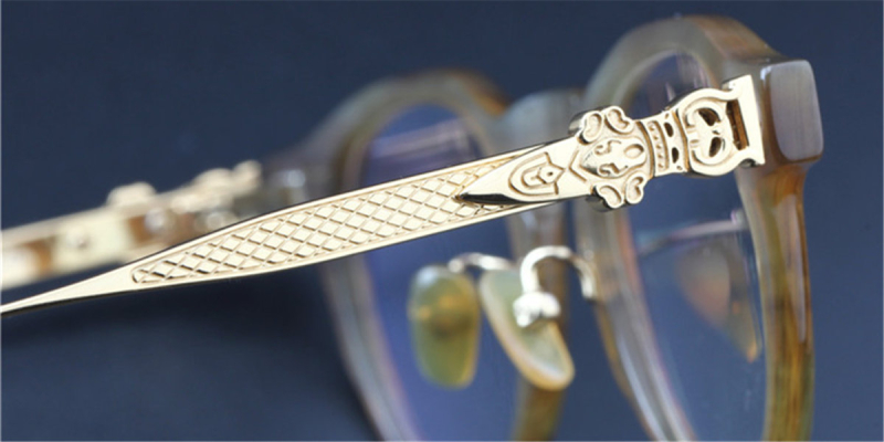 Buffalo Horn Glasses -Natural Horn Glasses -Titanium Temple-925 Silver Adornment