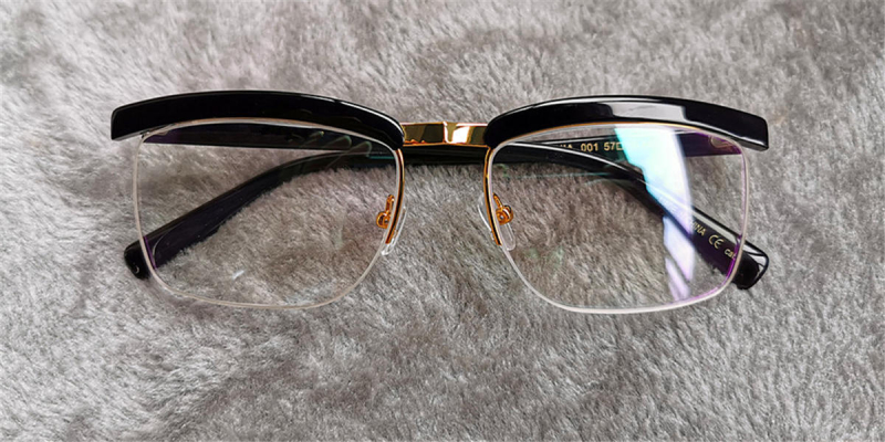 Browline Glasses | Crystal Black Dominant Top Bar