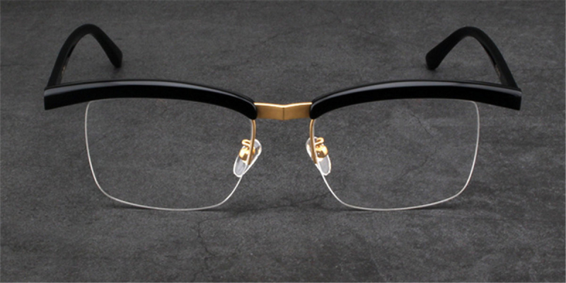 Browline Glasses | Crystal Black Dominant Top Bar