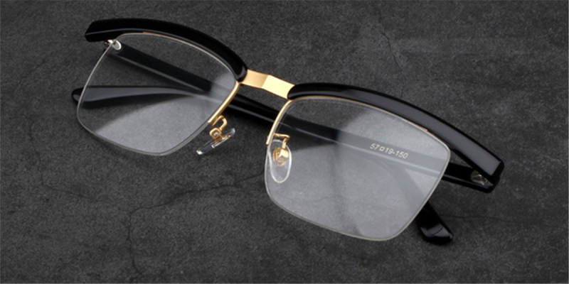 Browline Glasses | Crystal Black Dominant Top Bar