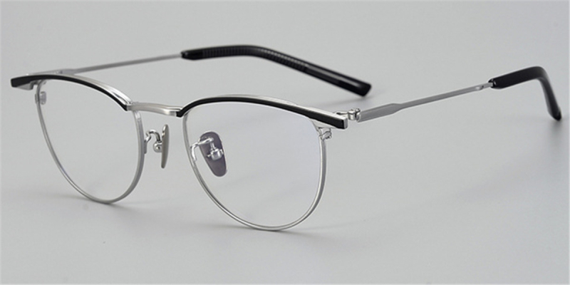 Round Browline Titanium Glasses for a Narrow Forehead