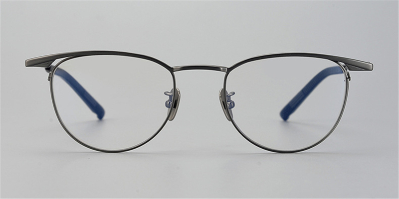 Round Browline Titanium Glasses for a Narrow Forehead