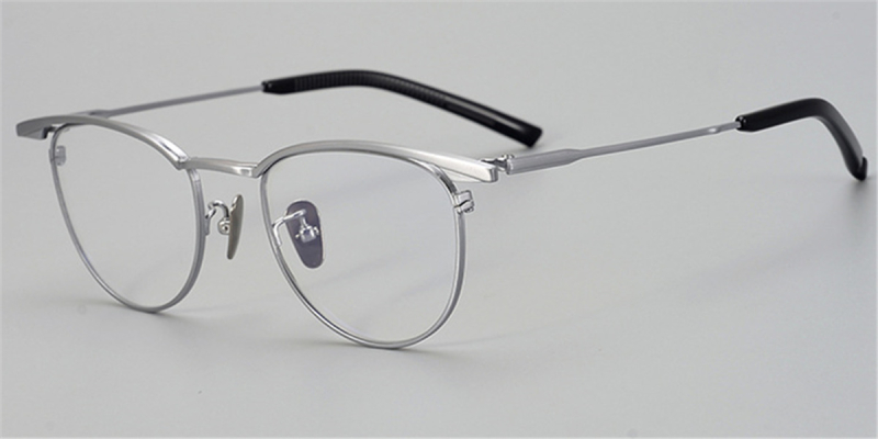 Round Browline Titanium Glasses for a Narrow Forehead