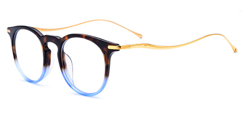 Browline Titanium Glasses, Half Clear at Bottom