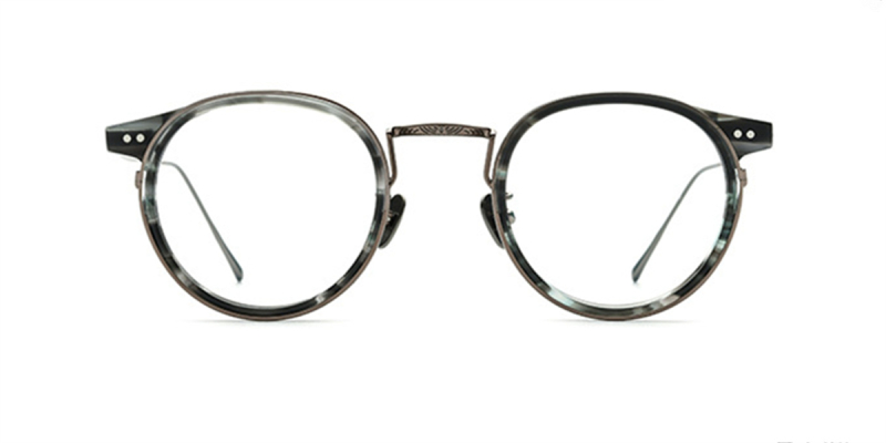 Browline Round Glasses with Titanium frame 