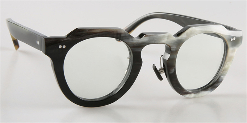  Buffalo Horn Glasses-Natural Horn Glasses-Browline Frame-Hand Made