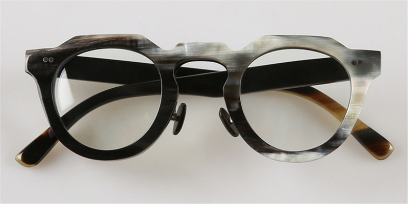  Buffalo Horn Glasses-Natural Horn Glasses-Browline Frame-Hand Made