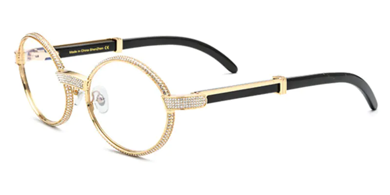 Buffalo Horn Glasses -Natural Horn Glasses - Mosaic Rhinestone - Wide Frame