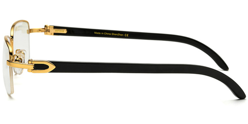 Rectangular Semi Rimless Buffalo Horn Glasses Genuine Natural Horn Framesfashion