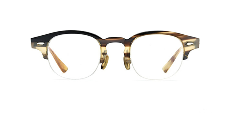  Buffalo Horn Glasses -Natural Horn Glasses -Browline -Semi Rimless Glasses