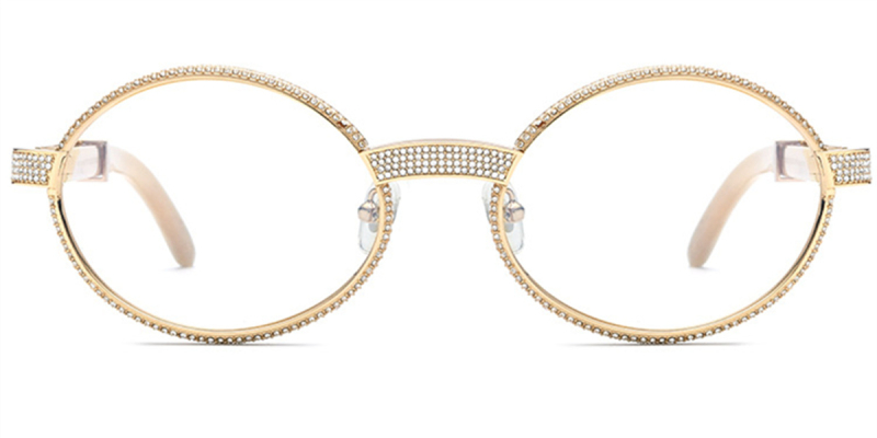  Buffalo Horn Glasses -Natural Horn Glasses - Mosaic Rhinestone - Wide Frame