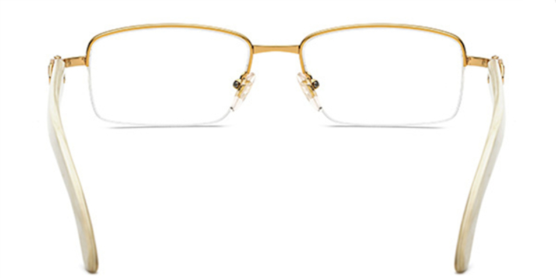 Rectangular Semi Rimless BuffaloHorn Glasses-Genuine Natural Horn Handmade-White