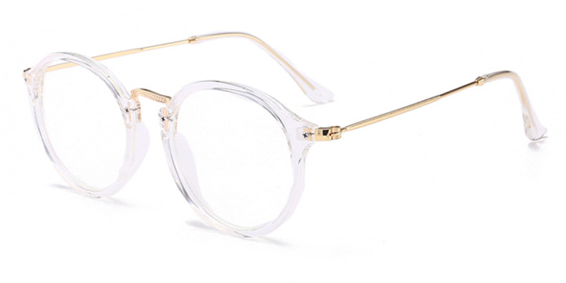 Black Browline Round Glasses for Oblong Face-Clear