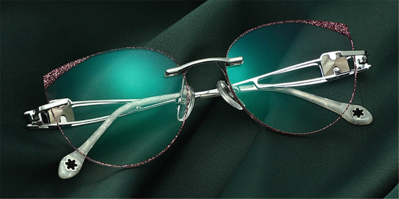 Cat Eye Braque Prescription Titanium Rimless Glasses