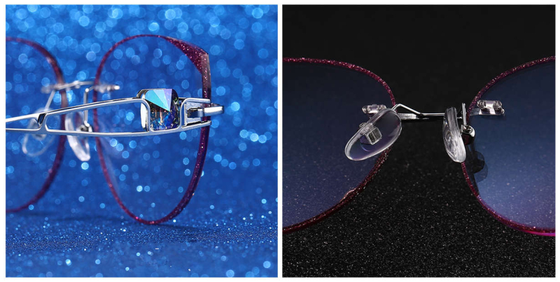 Rimless Cat Eye Prescription Glasses Colorful Lenses