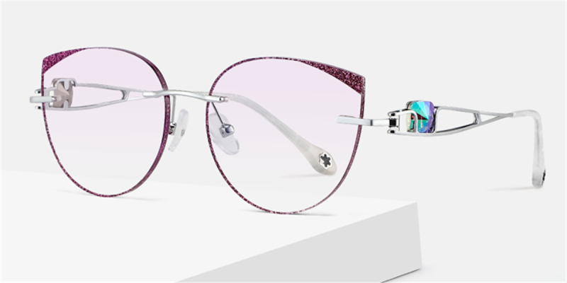 Cat Eye Braque Prescription Titanium Rimless Glasses
