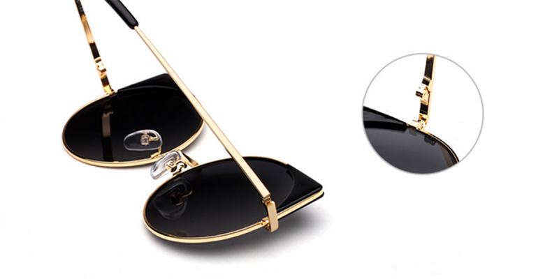 Prescription Round Cat Eye Sunglasses, Glod Frame