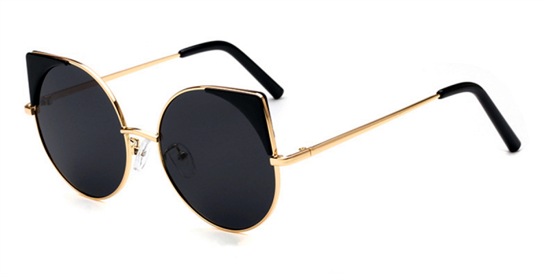 Prescription Round Cat Eye Sunglasses, Glod Frame