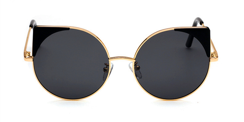 Prescription Round Cat Eye Sunglasses, Glod Frame