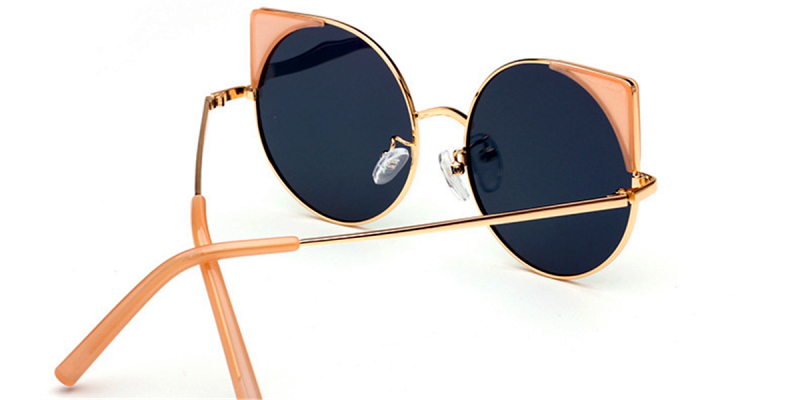 Prescription Round Cat Eye Sunglasses, Pink Lenses