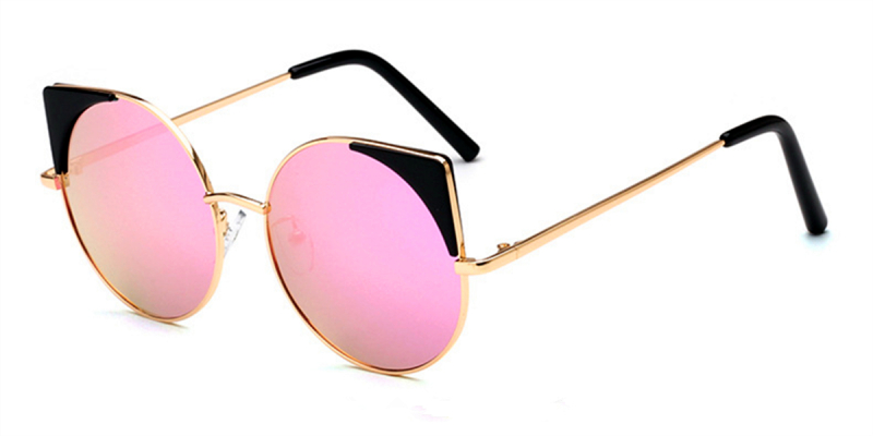Prescription Round Cat Eye Sunglasses, Purple Lenses