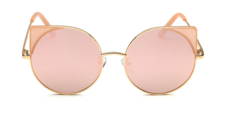 Prescription Round Cat Eye Sunglasses, Pink Lenses