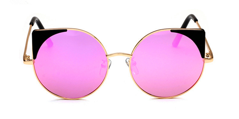 Prescription Round Cat Eye Sunglasses, Purple Lenses