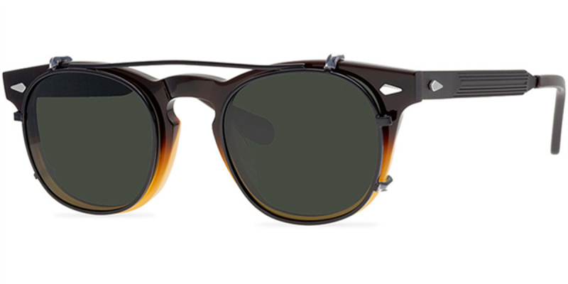 Clubmaster Horn Rimmed Clear Glasses Mens | Design for Oblong Face-Brown Clear