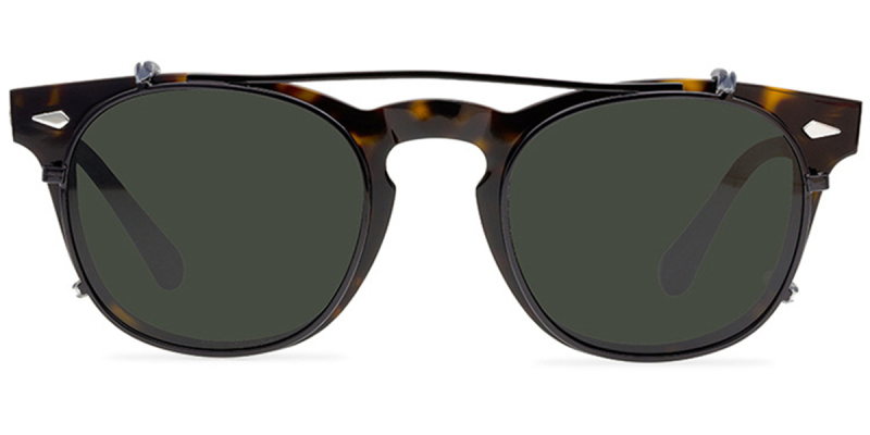 Clubmaster Horn Rimmed Clear Glasses Mens | Design for Oblong Face-Tortoise