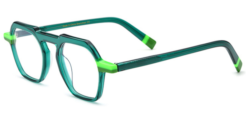 Thick Rim Acetate Clear Glasses-Green