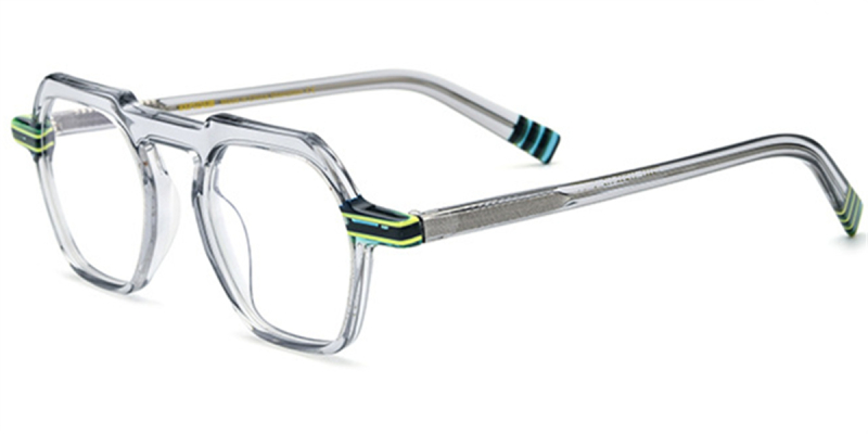 Thick Rim Acetate Clear Glasses-Gray