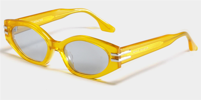 Wide Temple Colorful Clear Glasses | Clear Glasses Trend Continues 2023-Yellow-Clear