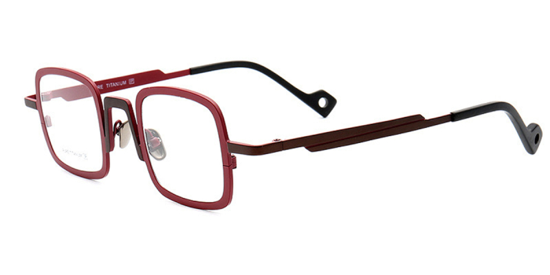 Rectangle Stylish Color Titanium Glasses Frames for Men and Women-Red