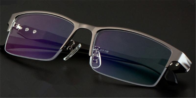 Computer glasses blue light protective, Gun Gray Titanium Alloy Half-c