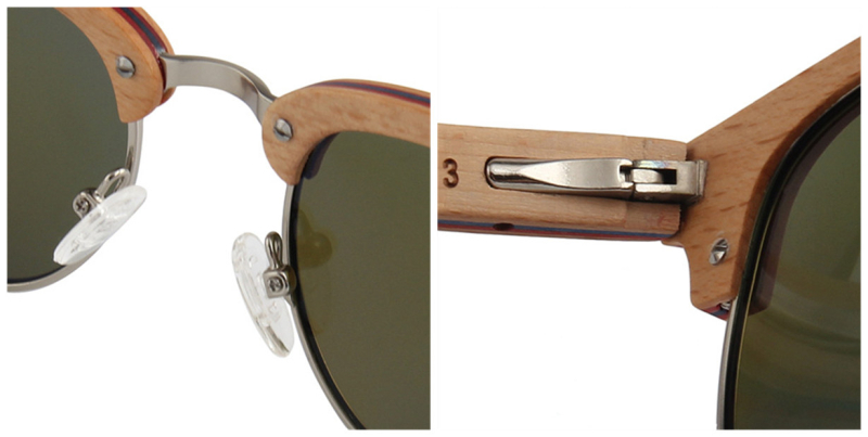 Polarized Round Browline Wooden Glasses Frames for a Narrow Forehead