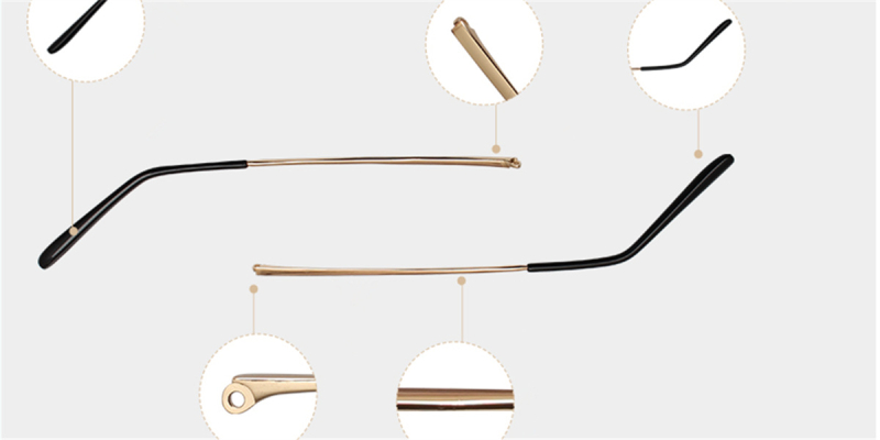 Metal eyeglass replacement temple arms, Rose Golden