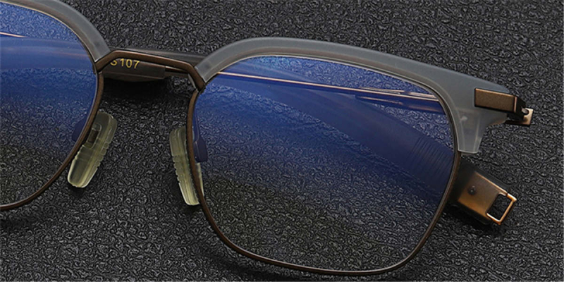 Gray Clear Designer Browline Glasses Brozen Titanium Frame