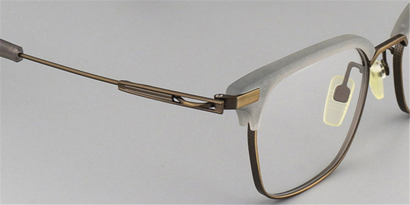 Gray Clear Designer Browline Glasses Brozen Titanium Frame