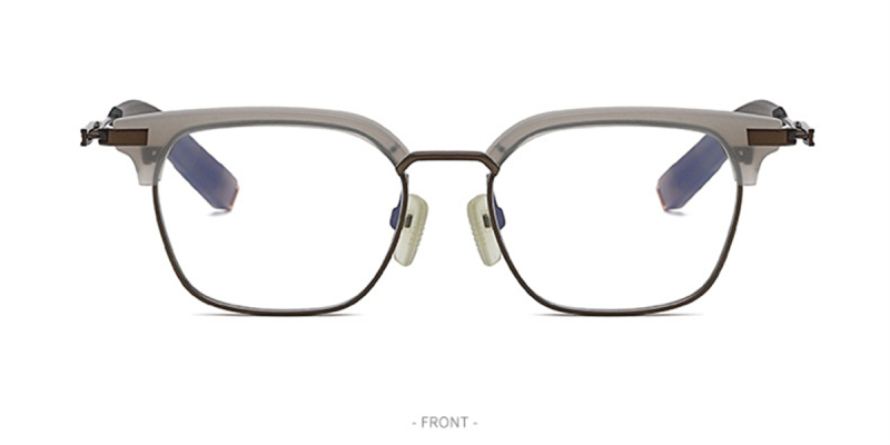 Gray Clear Designer Browline Glasses Brozen Titanium Frame