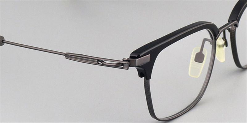 Black Designer Browline Glasses Gray Titanium Frame