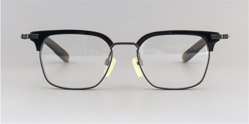 Black Designer Browline Glasses Gray Titanium Frame