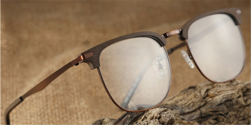 Wood Browline Glasses | FramesFashion Hand Made