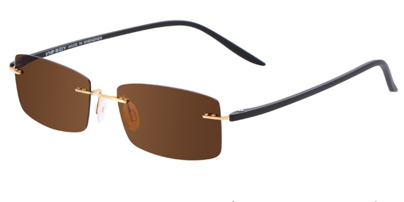 Polarized Rectangular Rimless Sunglasses for Mens