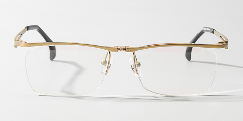 Half Rimless Pure Titanium Wide Frame Glasses| for Plus Size Faces-Gold