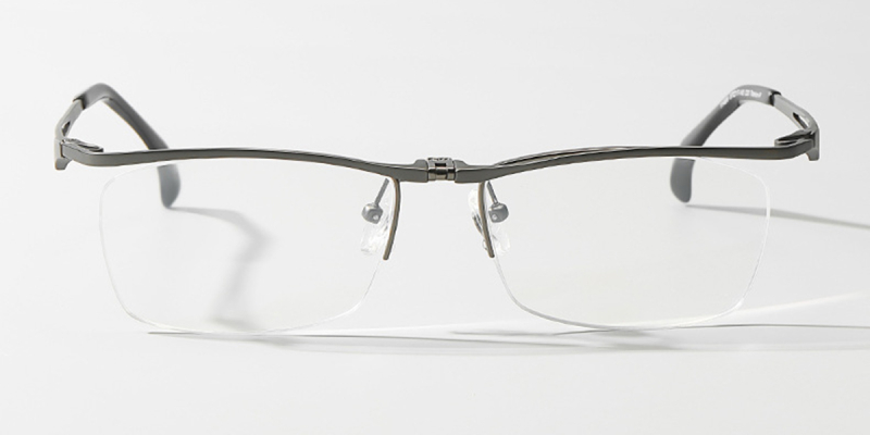 Half Rimless Pure Titanium Wide Frame Glasses| for Plus Size Faces-Gun