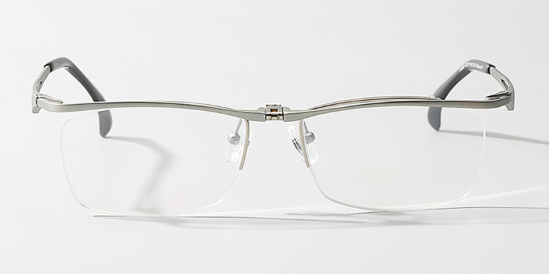 Half Rimless Pure Titanium Wide Frame Glasses| for Plus Size Faces-Silver