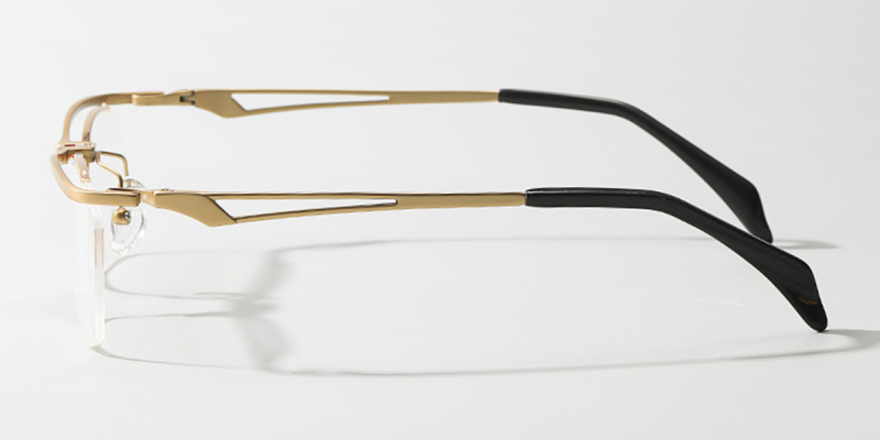 Half Rimless Pure Titanium Wide Frame Glasses| for Plus Size Faces-Gold